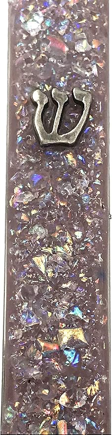 Sparkling Art Glass Mezuzah - Easy Mount Indoor or Outdoor - Weatherproof Metal Case - Gift Box and Non-Kosher Scroll Included - Hand Made in USA - Guaranteed for Life! (Mauve)