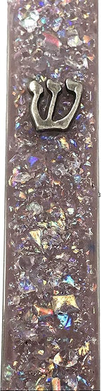 Sparkling Art Glass Mezuzah - Easy Mount Indoor or Outdoor - Weatherproof Metal Case - Gift Box and Non-Kosher Scroll Included - Hand Made in USA - Guaranteed for Life! (Mauve)