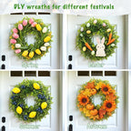 Hiptree 22 Inch Boxwood Wreath for Front Door-Artificial Spring Greenery Indoor Outdoor Wreaths Decorations, Farmhouse Wall Decor-Wedding,Summer, Fall, Winter,Easter, Green All Year Round,DIY Wreaths