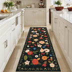 U'Artlines 2'x6' Boho Runner Rug for Hallways Kitchen Colorful Floral Soft Non Slip Washable Floor Carpet Runners for Entryway Laundry Room Bathroom Black Green