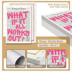 Drimiler Retro Newspaper Pink Font Poster What If It All Works Out Canvas Wall Art Positive Affirming Quote Minimalist Prints Painting For Home Bedroom Dorm Wall Decor 24x36in Wframed