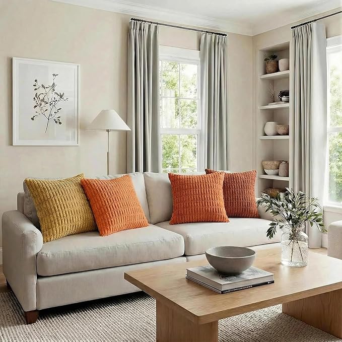 Fancy Homi 4 Packs Decorative Throw Pillow Covers for Living Room Couch Bed, Modern Farmhouse Boho Home Décor Accent Cushion Case, 22" x 22", Burnt Orange Series