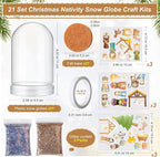 Soulchen 21 Sets Nativity DIY Snow Globe Kit VBS Crafts Plastic Glitter Snow Globes Religious Bible Arts Kit for Sunday School Activities Christian Crafts Bible Story Decorations