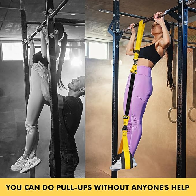 HPYGN Two Foots Pull Up Assistance Bands, Heavy Duty Resistance Band for Pull Up Bar, Adjustable Weight/Size with Fabric Feet/Knee Rest, Bands for Pull Up Assist for Strength Training, Pull Up