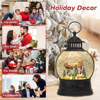 Christmas Snow Globe Water Lantern with Timer and Music, USB and Battery Operated Lighted Led Globe, Santa Snowglobe Table Decorations Indoor for Adults Home Holiday (Reindeer)