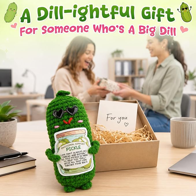 OASSIE Inspirational Gifts for Women Men - Emotional Positive Pickle Crochet - Funny Birthday Relaxation Gifts for Women Daughter Sister Friend Coworkers Teachers Nurses
