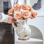 Enra Large Vintage Blue and White and Pitcher for Home Decor, 9.7 Inch Rustic Chinoiserie Decorative Vases, Green and Beige Ceramic Vases for Living Room, Kitchen, Office – Large Vases for Decor
