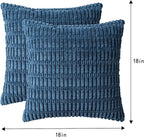 Aegero Pack of 2 Corduroy Decorative Throw Pillow Covers 18x18 InchSoft Boho Striped Pillow Covers Modern Farmhouse Home Decor for Sofa Living Room Couch Bed（Teal）