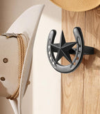 Cowboy Hat Hook for Wall, 4 Pack Cowboy Hat Rack, Metal Horseshoe Hanger, Hat Organizer, Western Hook for Wall, Hat Holder Display for Closet, Horse Supplies, Texas Gifts for Men, Black