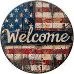 American Flag Metal Sign Vintage Tin Sign Round Sign Aluminum Sign for Farmhouse Kitchen Outdoor Outside Home Backyard Wall Decor 12 Inch