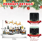WONDER GARDEN Christmas Village Houses-Christmas Houses Village - Lighted Town Sets Colorful Musical Collectible Buildings with Elks Pulls Santa in Sleigh for Home Indoor Decor or Gift