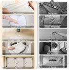 Comforter Storage Bag - Large Capacity Blanket Storage Bags Front-opening Ultra Space Saving Self Compression Organizer, Washable Compression Bags for Storage Comforter Blanket, 1 Pack, Beige
