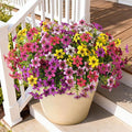 Artificial Fake Flowers for Outdoors 12 Bundles Faux Silk Flower Spring Decoration Artificial Fake Plants Outdoor Plastic Flowers UV Resistant No Fade for Home Planter Porch Patio Yard Decor