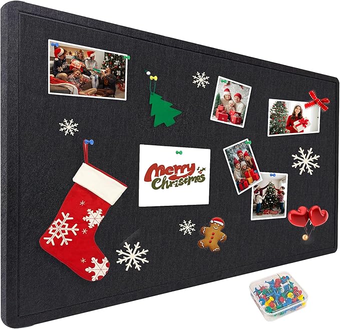 Large Bulletin Board - Foldable 96x48 Inches Cork Board Alternative with 20 Push Pins and 237 Pcs Glitter Letters, 8' x 4' Self-Adhesive Felt Bulletin Board for Wall, Home Office Decor