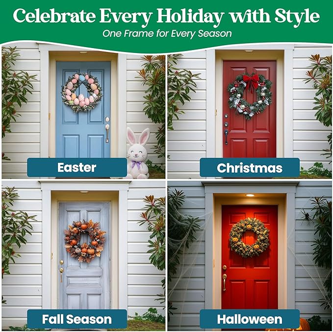 5-Pack 10 Inch Wire Wreath Frame – Round Metal Wreath Form with Ring Design for DIY Crafts, Floral Projects, and Home Decor – Dark Green Wire Frame for Christmas Holiday & Weddings