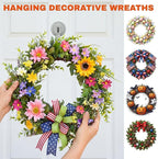 Ofiray-home Wreath Hangers, 2 Pack Heavy Duty Wreath Hangers for Front Doors/Windows/Over Door, No Drill & Reusable Suction Cup Hooks for Bedroom, RV, Bathroom and Home Storage Hooks(Gray)