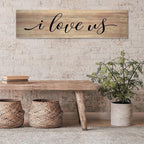 Rustic Wood Sign I Love Us Inspirational Quote Distressed Look Decorative Wooden Sign Vintage Wall Hanging Art Plaque Wall Decoration Home Decor for Farmhouse Room Door Porch Family Sign