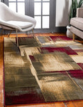 Unique Loom Barista Collection Area Rug - Timor (9' x 12' Rectangle, Multi/ Red)