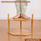 3-Tier Expandable Bamboo Corner Shelf - Dish/Plate Organizer for Cabinet, Kitchen Counter Shelf & Small Kitchen Shelf, Adjustable (White, 1-Pc 11.4" H)