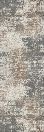 Ciicool 2'6 "x8' Washable Runner Rug, Modern Abstract Hallway Rugs Runner, Non-Slip Thin Accent Rug Lightweight Brown Gray Distressed Carpet Runners for Laundry Entryway Bedroom Kitchen Indoor