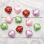 Lillian Vernon Dot Heart Valentines Ornaments - 12-Piece Set, Blown Glass, Handcrafted Hanging Tree Decorations, Valentine’s Day Holiday & Party Decor, 2.5 in