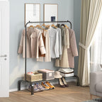 Clothes Rack Metal Clothing Rack with Bottom Shelf Garment Rack for Hanging Clothes Shirts Jeans and Coats Black