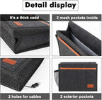 Bedside Caddy, Bed Storage Organizer for Remote Controller, Books, Magzine, Laptop Holder, 12.4'' x 8.6'' inch Bedside Hanging Felt Storage Bag for Dorm Bed with 5 Pockets, Dark Gray