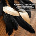Dream Catcher Native American Boho Dreamcatcher Black Wall Decor, Handmade Rattan Natural Goose Feathers Wall Art Hanging Indian Room Decor for Bedroom Living Room
