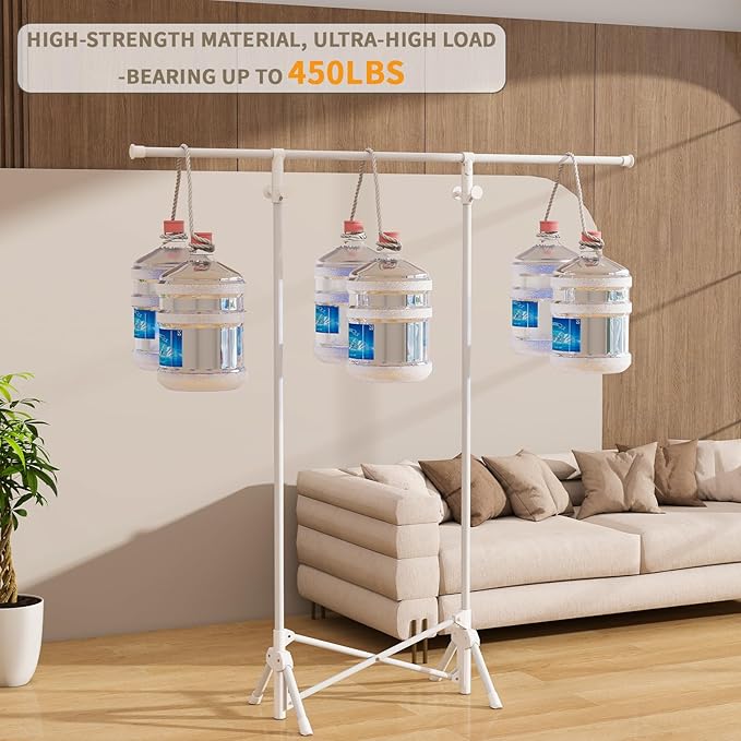 Clothing Garment Rack,Foldable Portable Clothes Rack,Stainless Steel Adjustable clothing racks for hanging clothes,Heavy Duty Clothes Rack Load 450 LBS, Read to Use,White