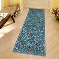 Moynesa Floral Kitchen Runner Rug 2x6, Washable Boho Runners for Hallways Non Slip Soft Bathroom Carpet Runner, Botanical Ultra Thin Throw Mat for Laundry Room Entryway, Teal