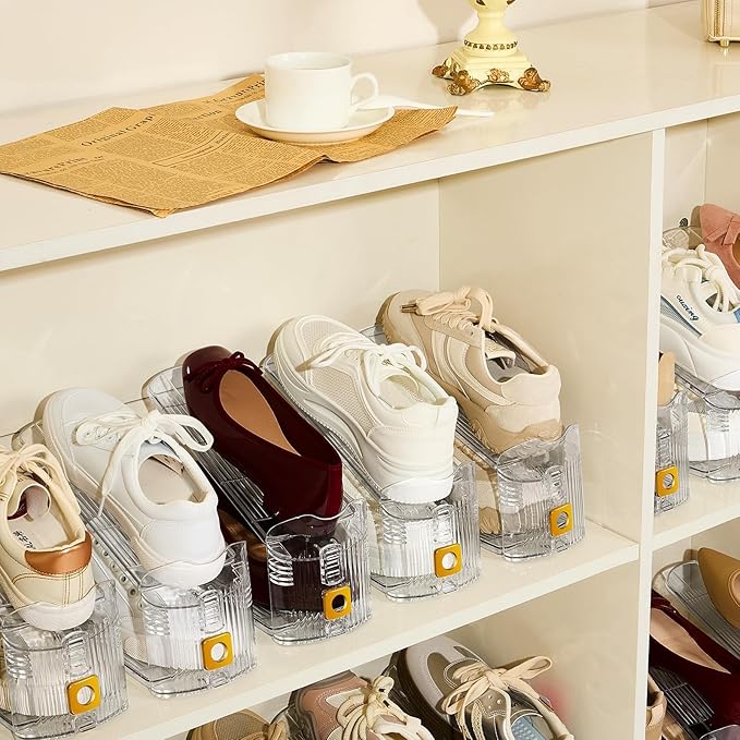 Shoe Slots Organizer for Closet, 30 Pack Shoe Stacker Organizer, Shoe Storage Space Savers 50%, 3 Levels Adjustable Shoe Racks for Closet Organization