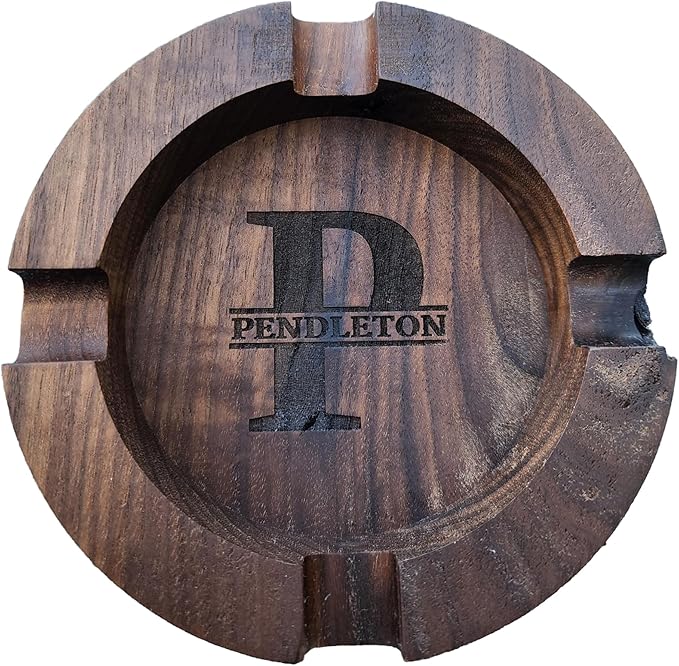 Cigar Ash Tray For Men Dad Wooden Home Ashtrays Personalized Walnut Outdoor Cigar Ash Tray With Name for Husband Grandpa Groomsmen Fathers Day Birthday Anniversary Christmas