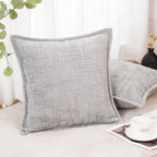HPUK Fall Chenille Soft Throw Pillow Covers 18x18 Set of 2, Accent Cushion Covers for Living Room, Bedroom, Decorative Solid Color Pillow Covers for Couch, Sofa, Chair, Grey