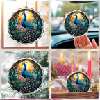 Peacock Stained Glass Ornament - Christmas Tree Decoration, Peacock Ornaments for Exchange