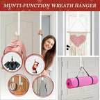 12" Metal Wreath Hanger for Front Door, Non-Scratch, 2 Pack White Wreath Hanger Heavy Duty, Over-the-Door Hooks for Hanging Welcome Sign, Wreath Holder for Easter, Halloween, Christmas Decorations