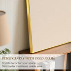 Linen Bulletin Board 36" x 24", Fabric Pin Board with Gold Aluminum Frame, Decorative Vision Board for Home Office, Bedroom & Dorm Wall Decor, Includes 10 Push Pins, Beige