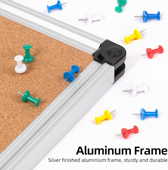 Extra Large Cork Bulletin Board 72" X 48", Silver Aluminum Framed 6'x4' Corkboard for Wall, Wall Mounted Notice Pin Board with 18 Push Pins for School, Home & Office
