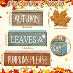 Lineshading 4 Pcs Fall Decorations for Home Thanksgiving Decor Wooden Maple Leaf Fall Table Centerpiece Autumn Tiered Tray Rustic Wood Maple Leaf Block Sign Farmhouse for Home Kitchen Shelf