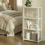 Furinno Turn-S-Tube Storage Shelves, 4-Tier Book Shelf, Corner Shelf, Toolless Open Frame Standing Shelves, for Organization and Storage, Living Room, Garage, Home Office, White