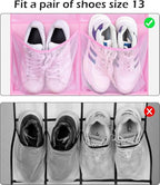 KIMBORA 12 Large Mesh Pockets Over the Door Shoe Organizer for Closet Hanging Shoe Rack for Door Sneaker Hanger Boot Storage for Kids, Baby, Toddler, Girl, Pink
