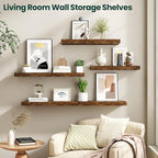 Floating Shelves for Wall 72 in x 9.3 in Deep, Wall Mounted Rustic Wood Shelf with Invisible Brackets for Storage & Display, Living Room Bedroom Bathroom, Brown, 1 Pack