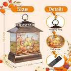 Fall Snow Globe Lantern Thanksgiving Pumpkins and Squirrels Water Lantern with Swirling Glitter 6H Timer Remote Control Fall Decorations for Home Thanksgiving Autumn Harvest (Pumpkin and Squirrel)
