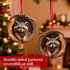 Forest Animal Christmas Ornaments, Funny Forest Animal Ornaments for Christmas Tree,3D Resin Ornaments Hanging for Animal Lover&Easter Basket Stuffers(Raccoon)