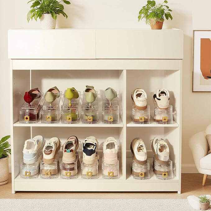 30 Pack Shoe Slots Organizer, Shoe Stackers Organizer for Closet Adjustable Shoe Holder Space Saver 50% Shoes Racks for Closet Organization