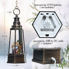 13.5'' Christmas Nativity Snow Globe, Retro Lighthouse Style Musical Lighted Water Lantern, Decoration with Swirling Glitter, USB Powered and Battery Operated, Xmas Home Décor Gift