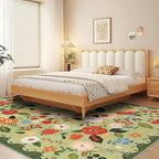 U'Artlines 8x10ft Vintage Floral Area Rug Machine Washable Ultra Soft Low Pile Non Slip Non Shedding Accent Floor Carpet for Living Room, Bedroom, Dining Room, Office (Green)