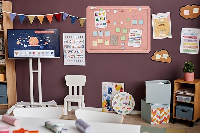 Large Bulletin Board - Foldable 24x18 Inches Cork Board Alternative, Self-Adhesive Felt Bulletin Board for Wall, Home Office Classroom Decor