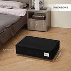 Under Bed Storage with Wheels, 2 Pack Under Bed Storage Containers with Label Holders for Clothes, Shoes and Blankets, Rolling Underbed Shoe Organizer with Cover, Black (23.6 x 15.7 x 7.28 in)