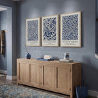 Framed William Morris Wall Art Set of 3, Large Vintage Blue Botanical Floral Canvas Prints, Farmhouse Aesthetic Wall Decor for Living Room Bedroom Hallway Office, 16x24 Inch