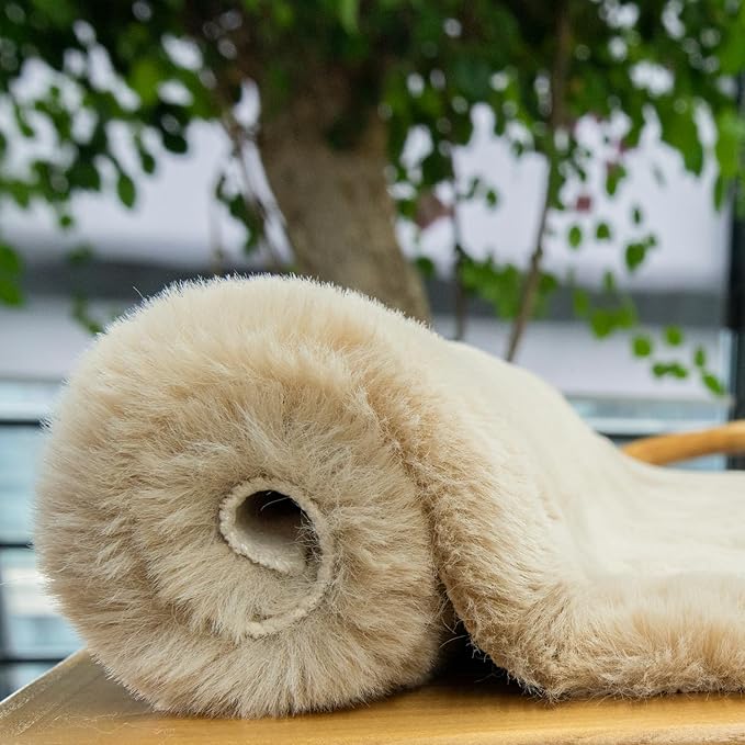 Washable Shag Round Rugs 6ft Camel Plush Faux Rabbit Furry Fur Rugs for Bedroom Large Circle Fluffy Nursery Rug